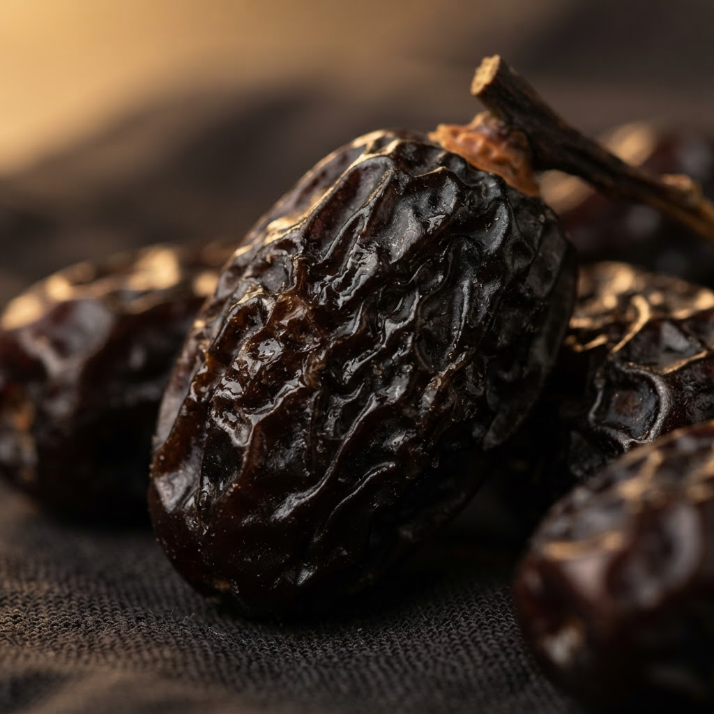 Close-up of premium Ajwa dates texture